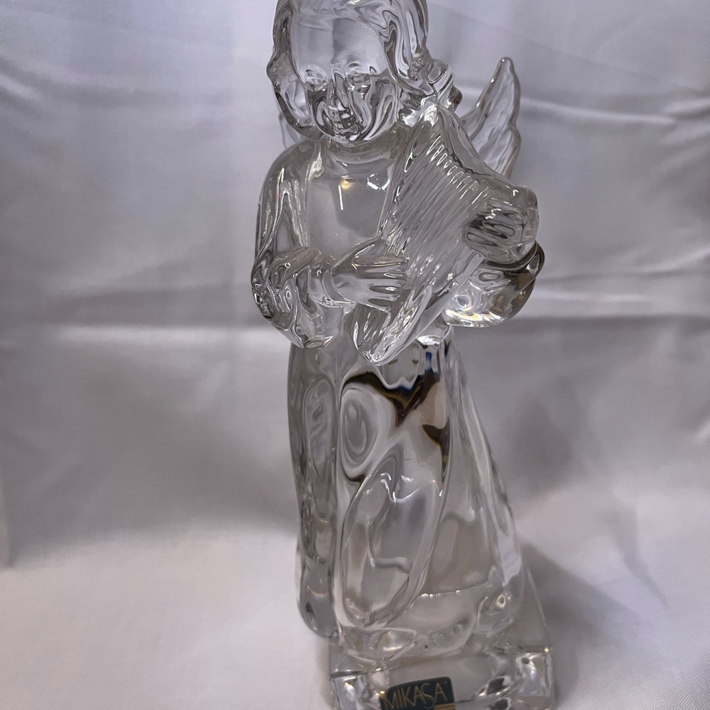 Vintage Mikasa Full Lead Crystal Glass Angel with Harp Herald Collection